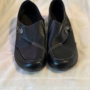 Clarks Black Leather Women's Ashland Lane Q Loafers-size 9.5 wide